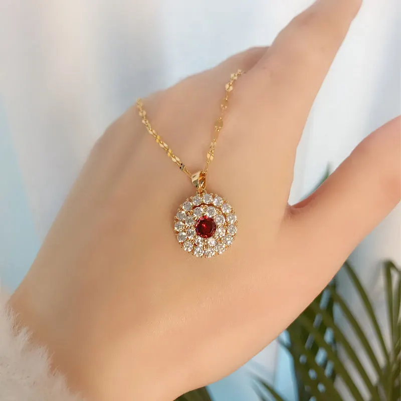 Mixed Gem Water Wave Pendant Necklace