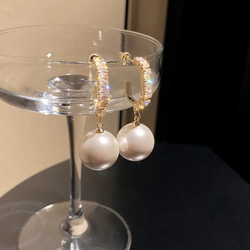 Oversized Crystal Pearl Drop Earrings