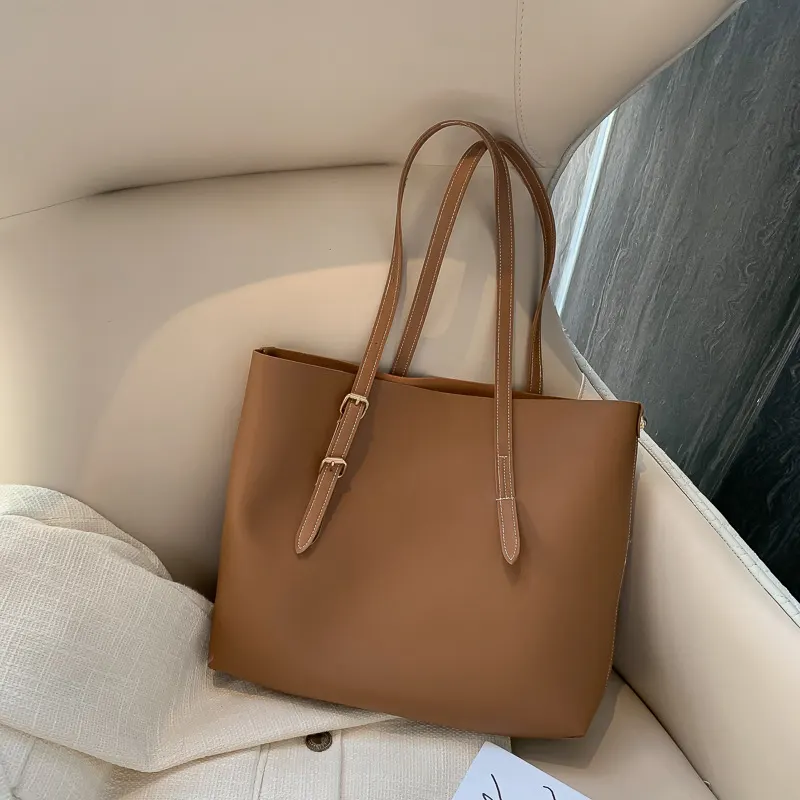 Plain PU Bucket Tote Bag