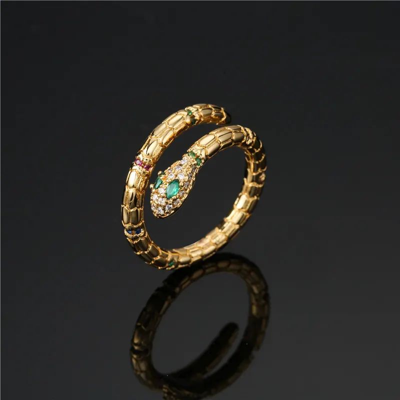 Gold-Tone Snake Ring with Cubic Zirconia