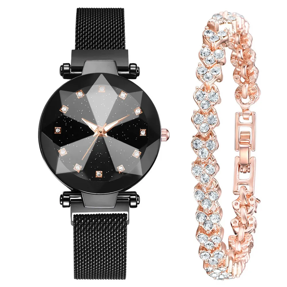 Rhinestone Starry Sky Watch and Bracelet Set