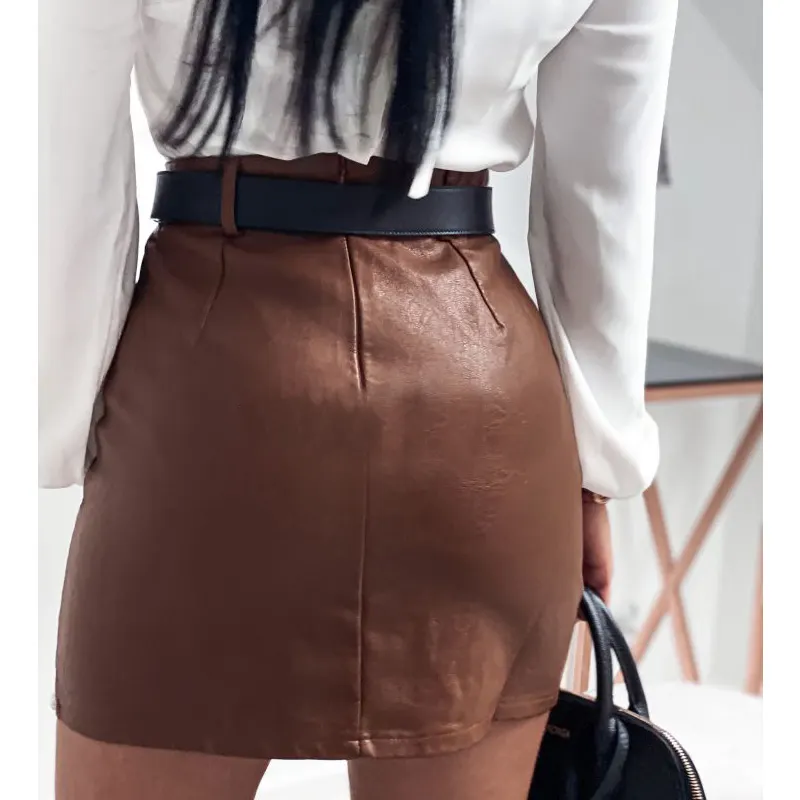 Riveted PU Leather Skirt