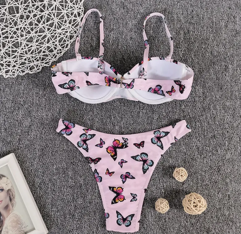 Butterfly Print Underwire Bikini