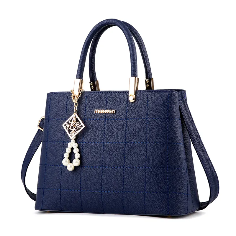 Soft PU Shoulder Bag with Pom-Pom Charm
