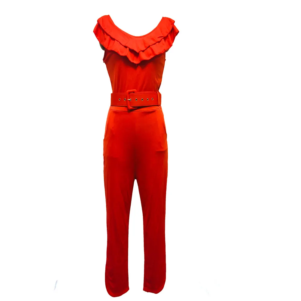 Belted Layered Frill Jumpsuit