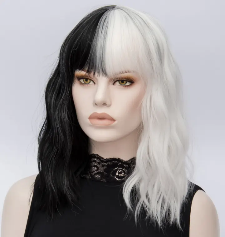 Black and White Short Curly Wig