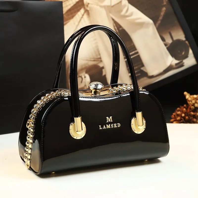 Medium Leather Handbag with Clip Detail