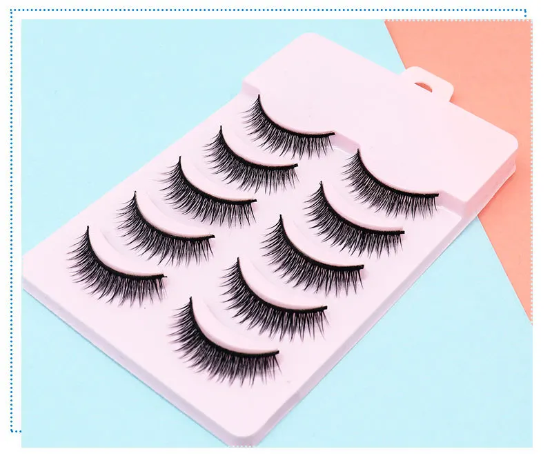 Short Cross Handmade False Eyelashes, 5 Pairs