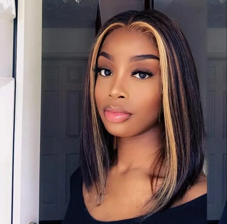 Short Straight Human Hair Lace Front Wig