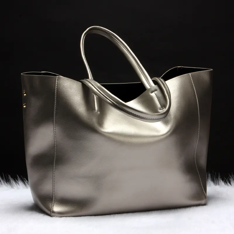 Metallic Cowhide Shoulder Bag