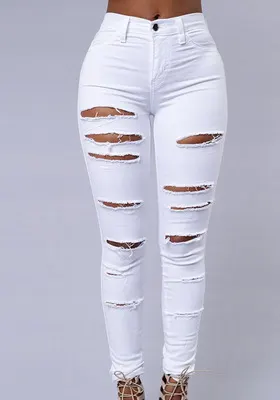 High-Waist Ripped Skinny Jeans