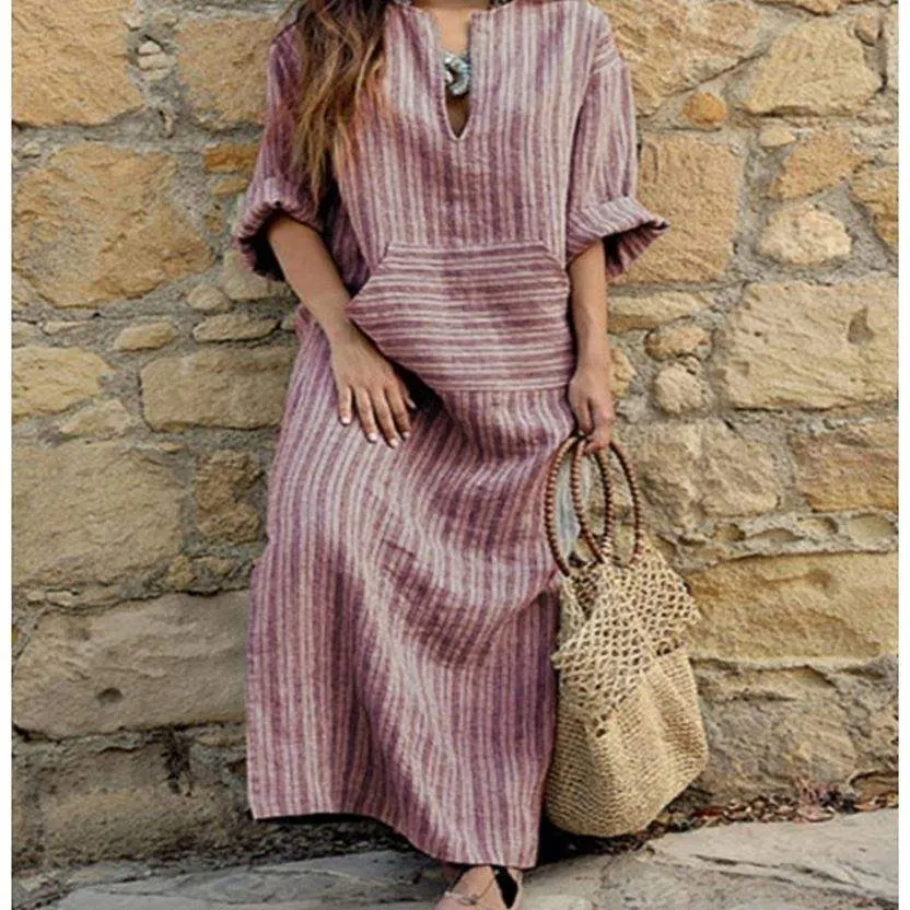 Long Striped Loose Maxi Dress
