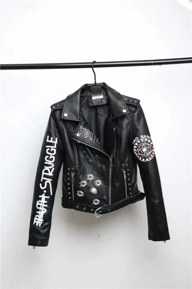 Cropped Faux Leather Jacket