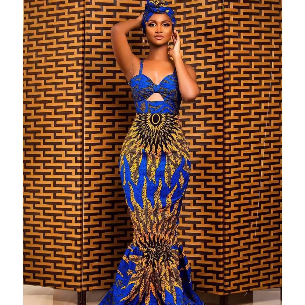 Printed Fishtail Maxi Slip Dress