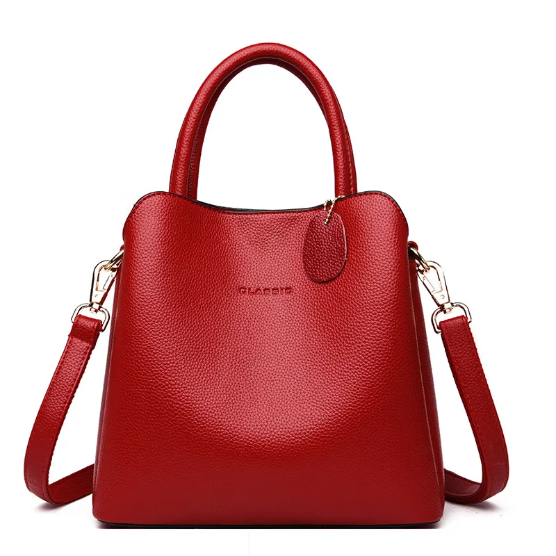 Litchi-Grain PU Bucket Bag