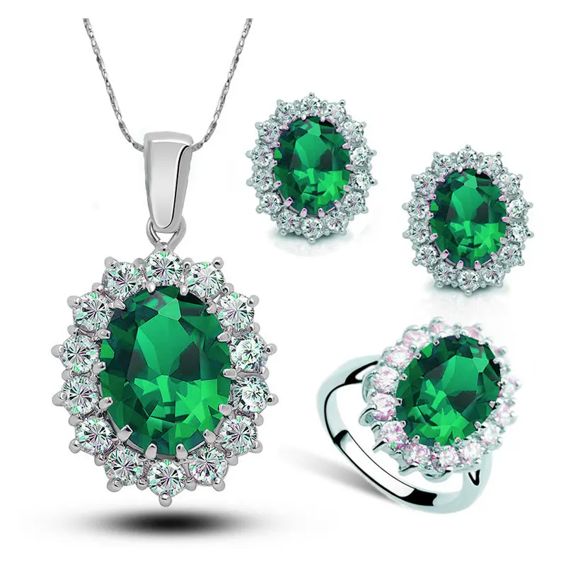 Crystal Bridal Necklace, Earrings and Ring Set