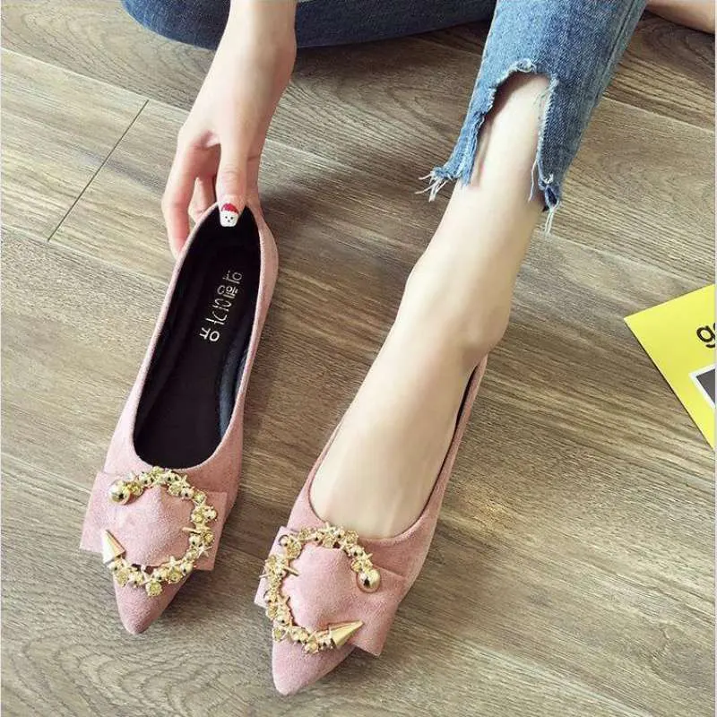 Low-Cut Pointed Toe Cotton Flats