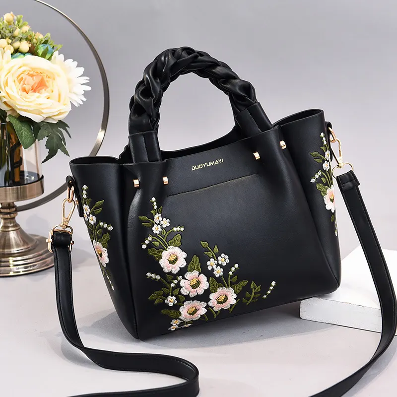 Stitched PU Leather Drawstring Tote