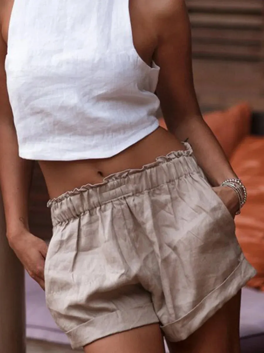 Wide-Leg Cotton Shorts