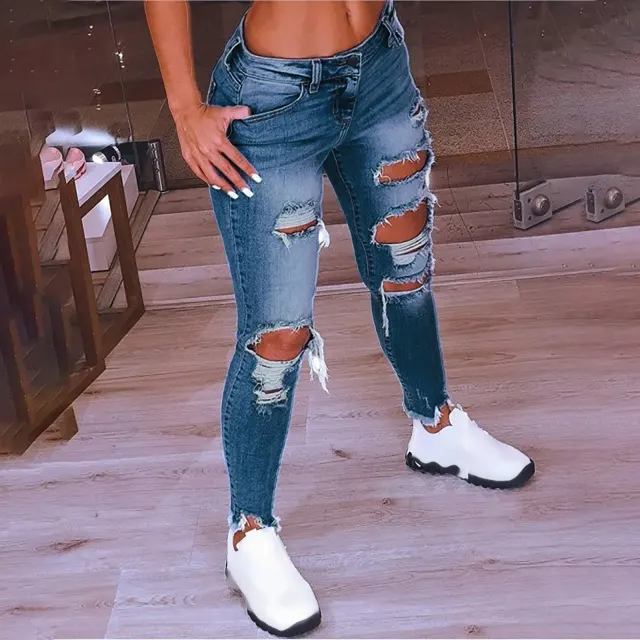 Ripped Blue Jeans for Women