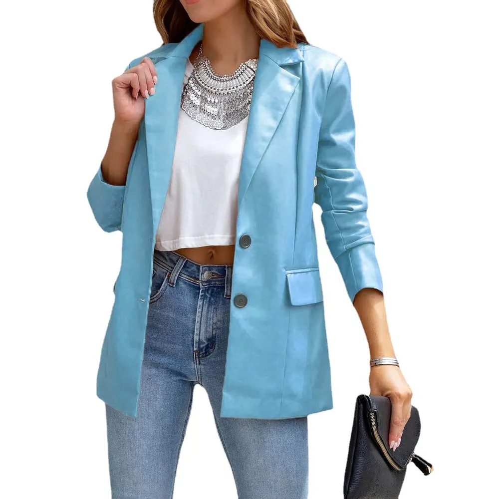Faux Leather Button-Front Cardigan Coat