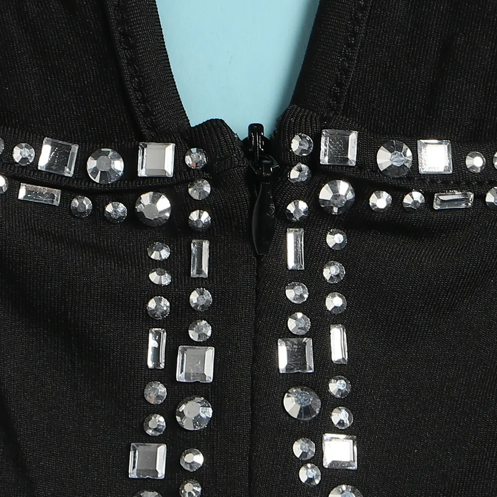 Rhinestone Deep V Jumpsuit