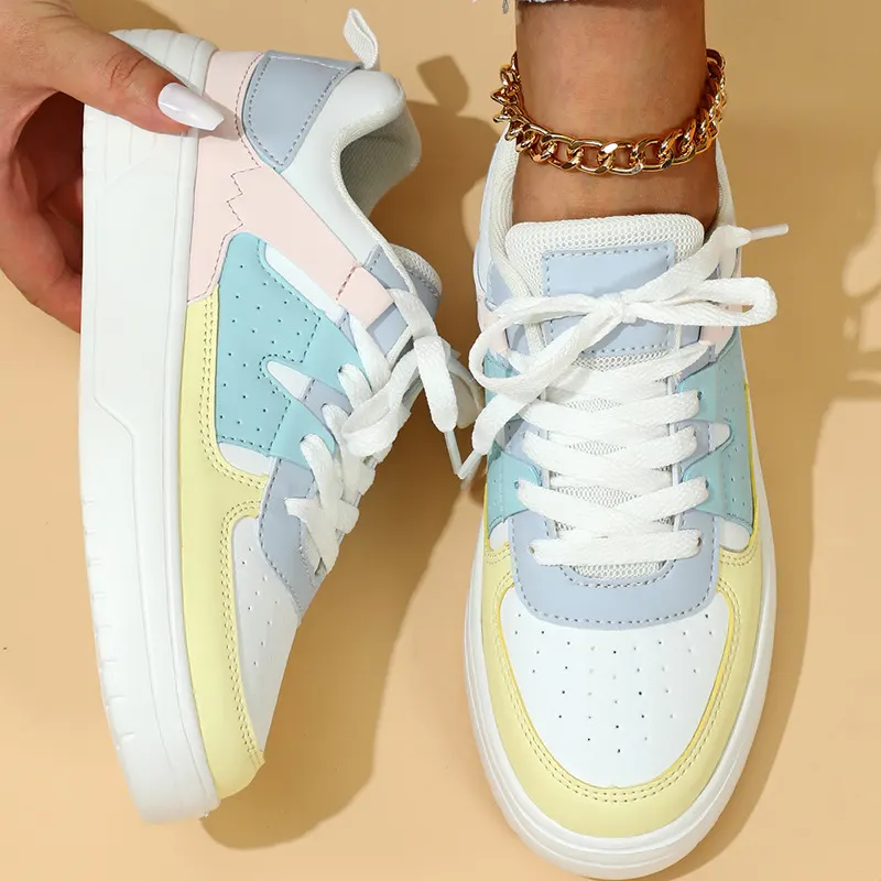 Two-Tone Mesh Platform Sneakers