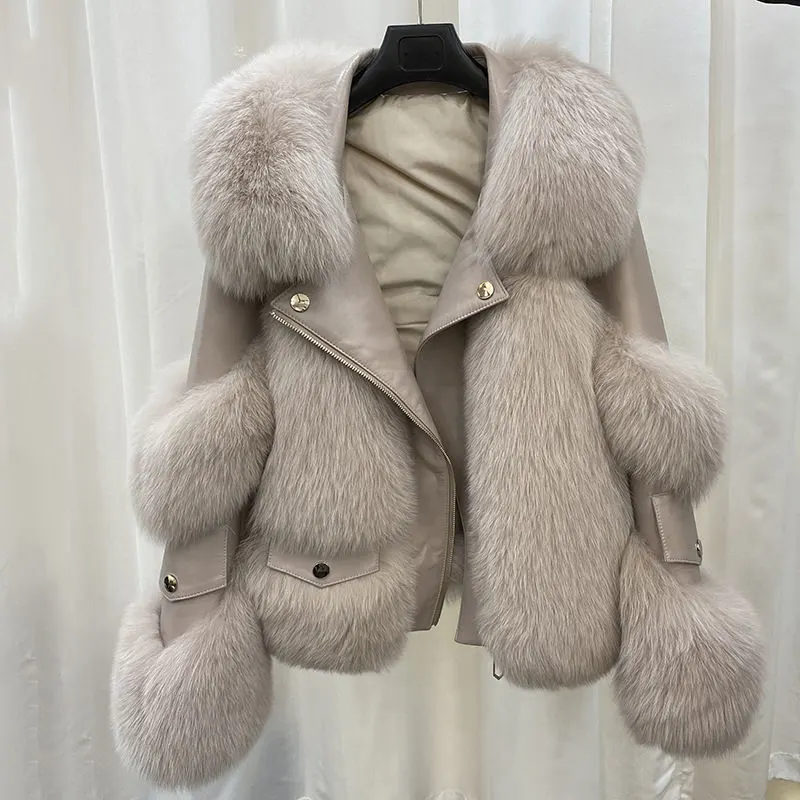 Faux Fur Coat with Fur Collar