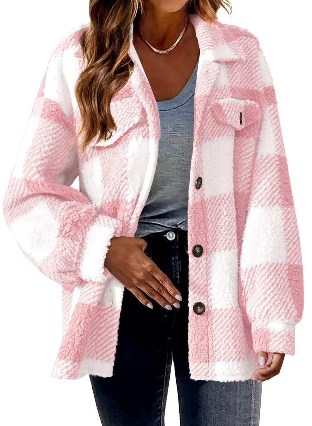 Fleece Jacket with Button Front
