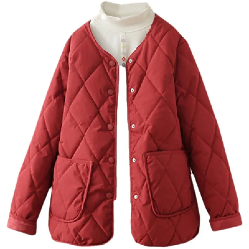 Diamond Quilted Coat with Pockets