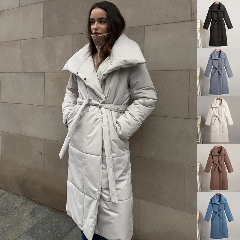 Lace-Up Longline Padded Coat