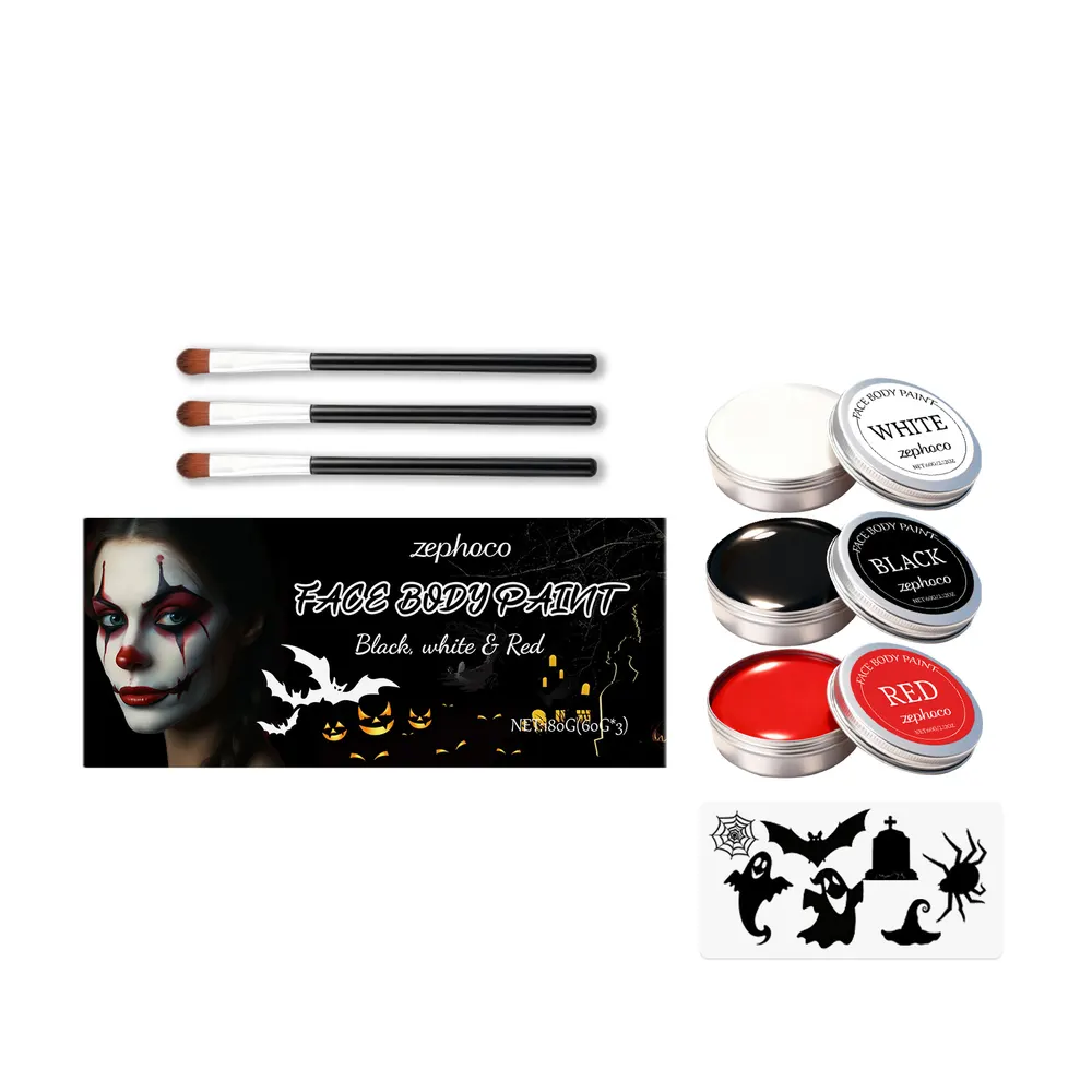 High-Pigment Halloween Face Paint and Tattoo Set