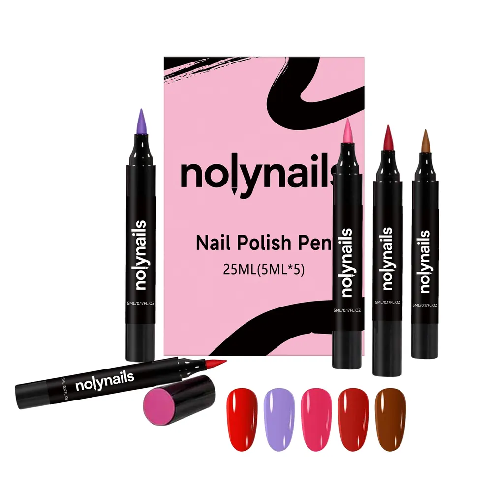 Air-Dry Gel Nail Pen Set, 5 Colors