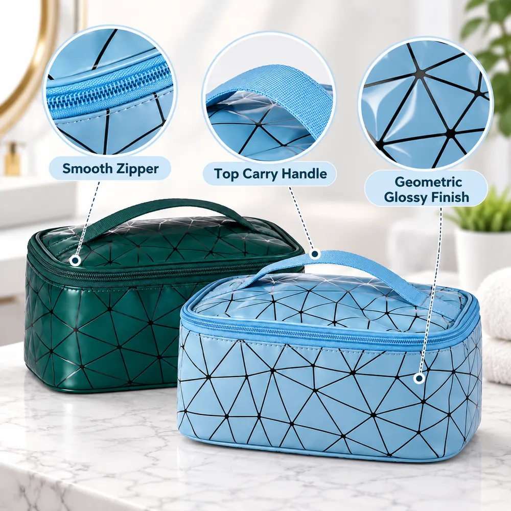 Blue and Green Travel Beauty Pouch