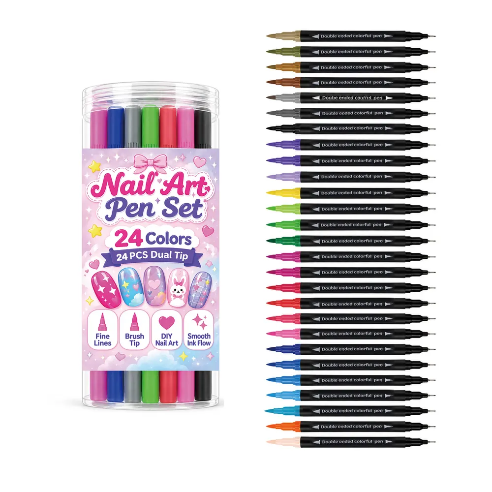 24-Piece Double-Ended Nail Art Pen Set
