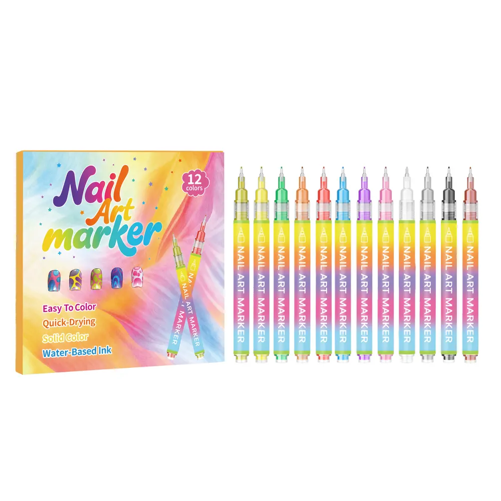 12-Piece Dual-Ended Nail Art Marker Set