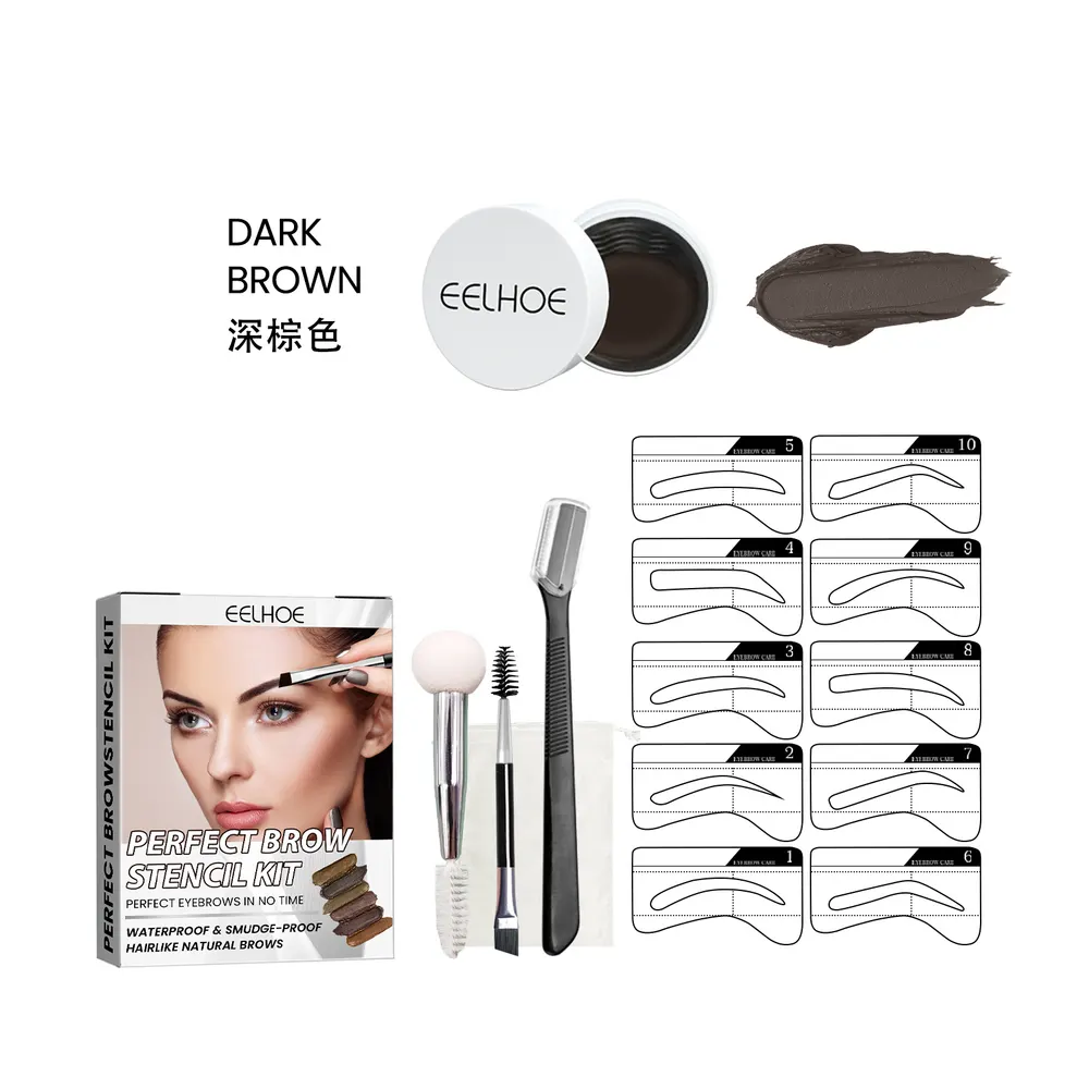 Brow Wax Stencil Kit with Dual-Ended Brush