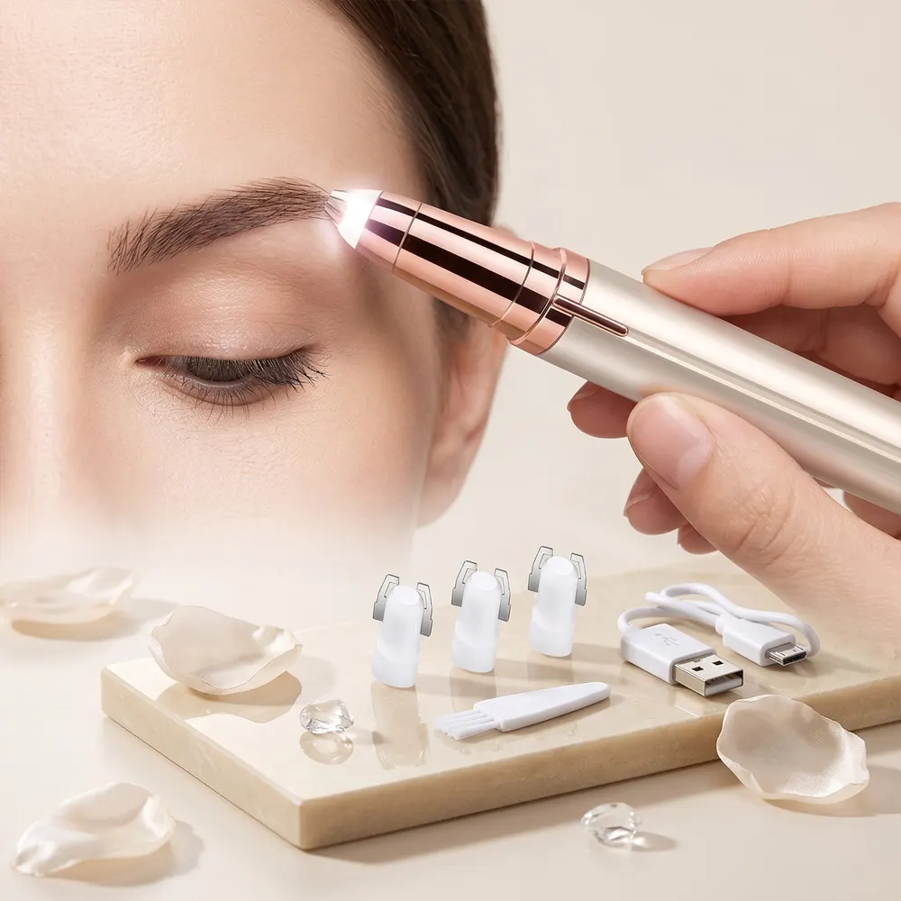 Rechargeable Eyebrow Trimmer with 4 Heads