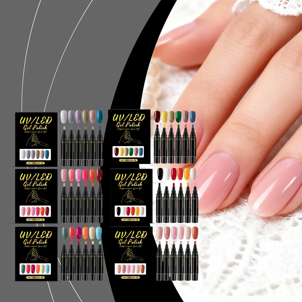 6-Piece Gel Nail Art Pen Set