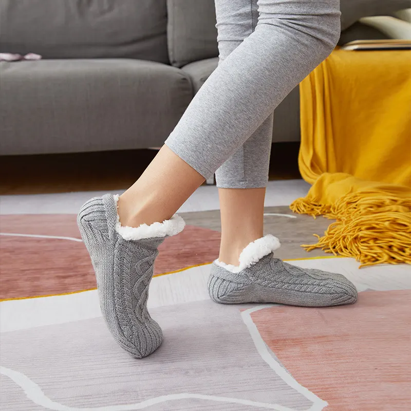 Sherpa-Lined Non-Slip Slipper Socks