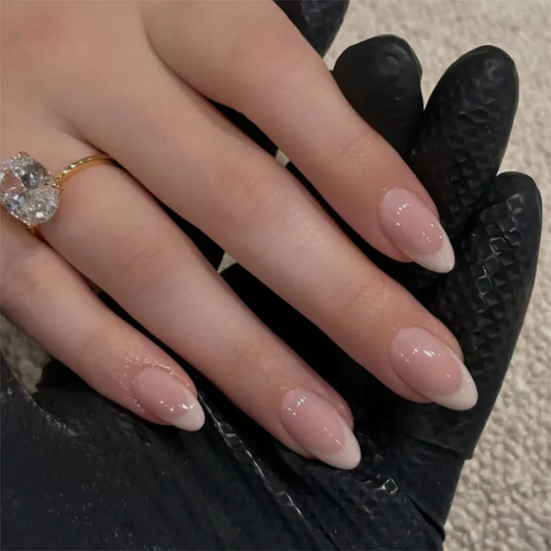 Short French Nails with 3D Flower and Bow