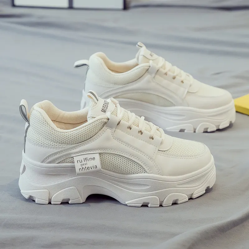 Thick-Sole Round-Toe Sneakers