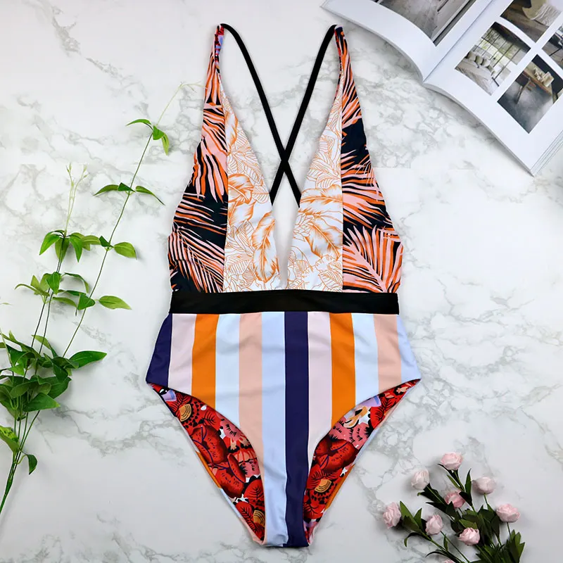 Deep V Backless One-Piece Swimsuit