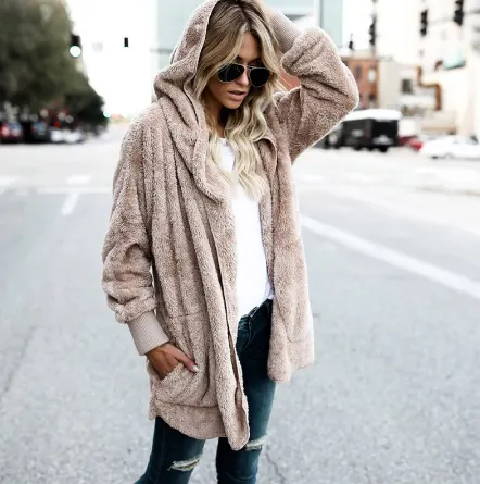 Plush Flocked Loose-Fit Coat