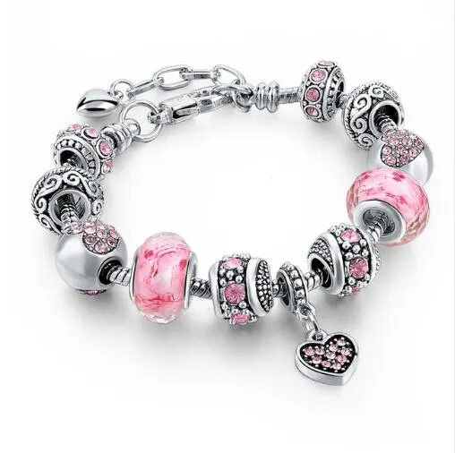 Adjustable Crystal Bead Charm Bracelet