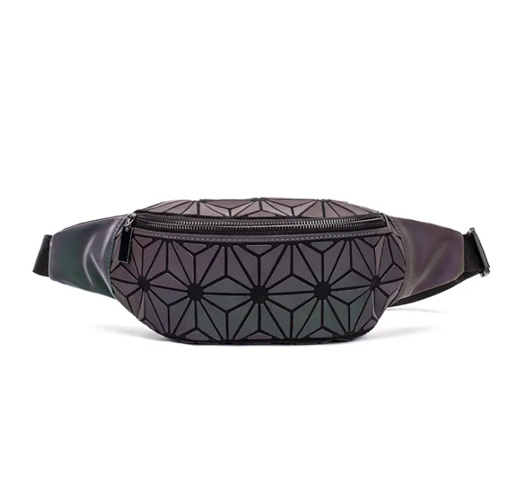 Geometric PU Leather Waist Bag