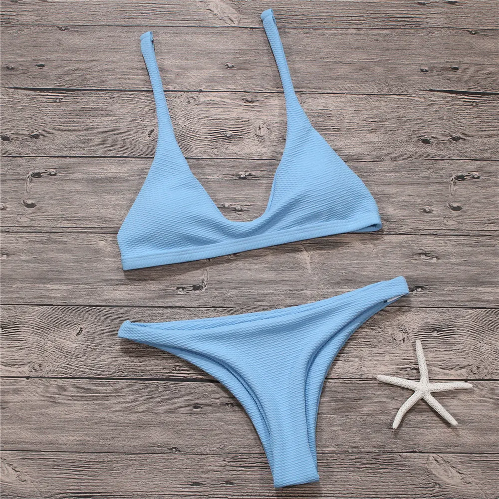 Solid Low-Waist Bikini Set