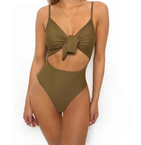 Tie Knot Open Back One-Piece Swimsuit