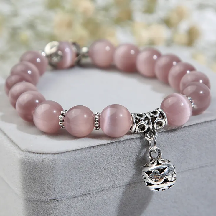 Natural Opal Bead Charm Bracelet