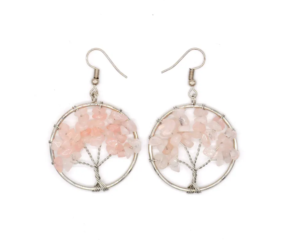 Tree of Life Crystal Chip Earrings